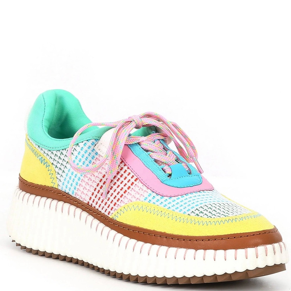 EUC Chelsea & Violet Halle Multicolor Knit Platform Wedge Sneakers Size 9.5